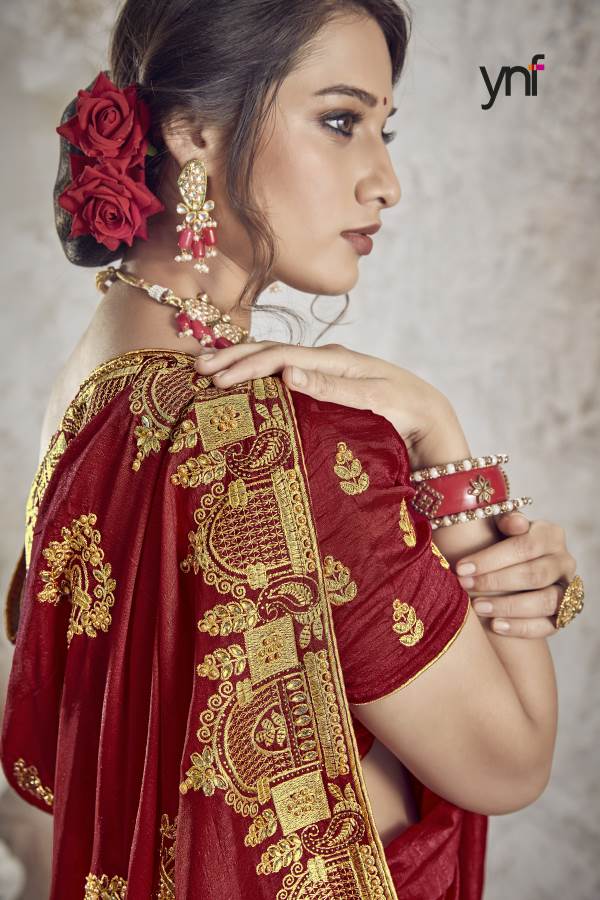 Ynf Jhoomar Zari New Exclusive Wedding Wear Vichitra Silk Saree Collection